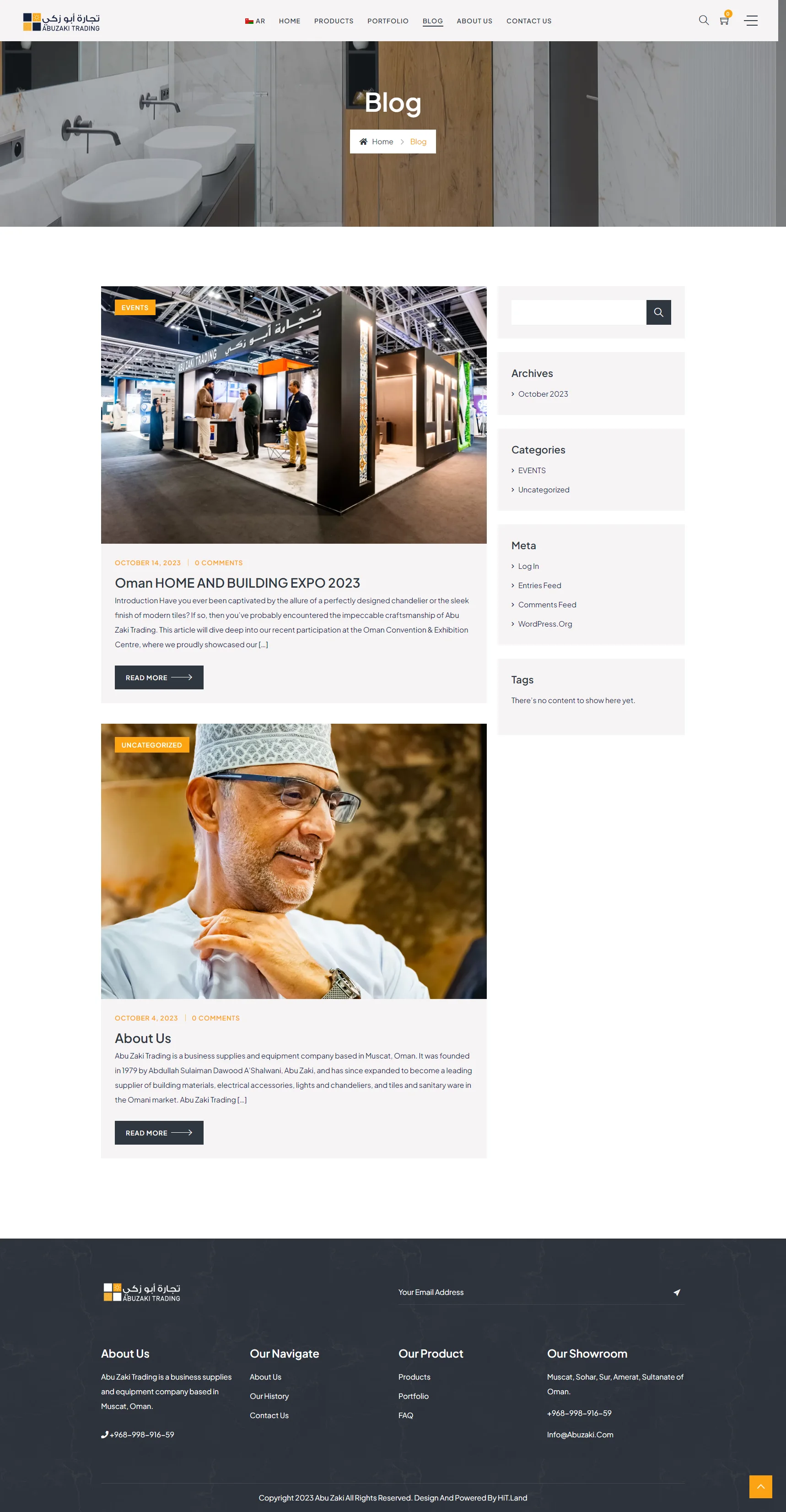 Website UI screenshot of the Abu Zaki Trading blog page showing recent articles and sidebar