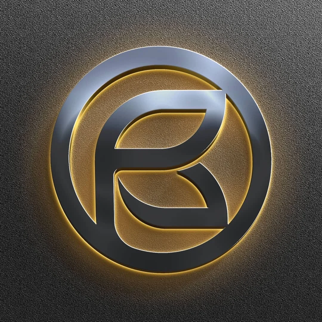 PayaBana Co logo featuring a metallic monogram inside a glowing circle on textured wall