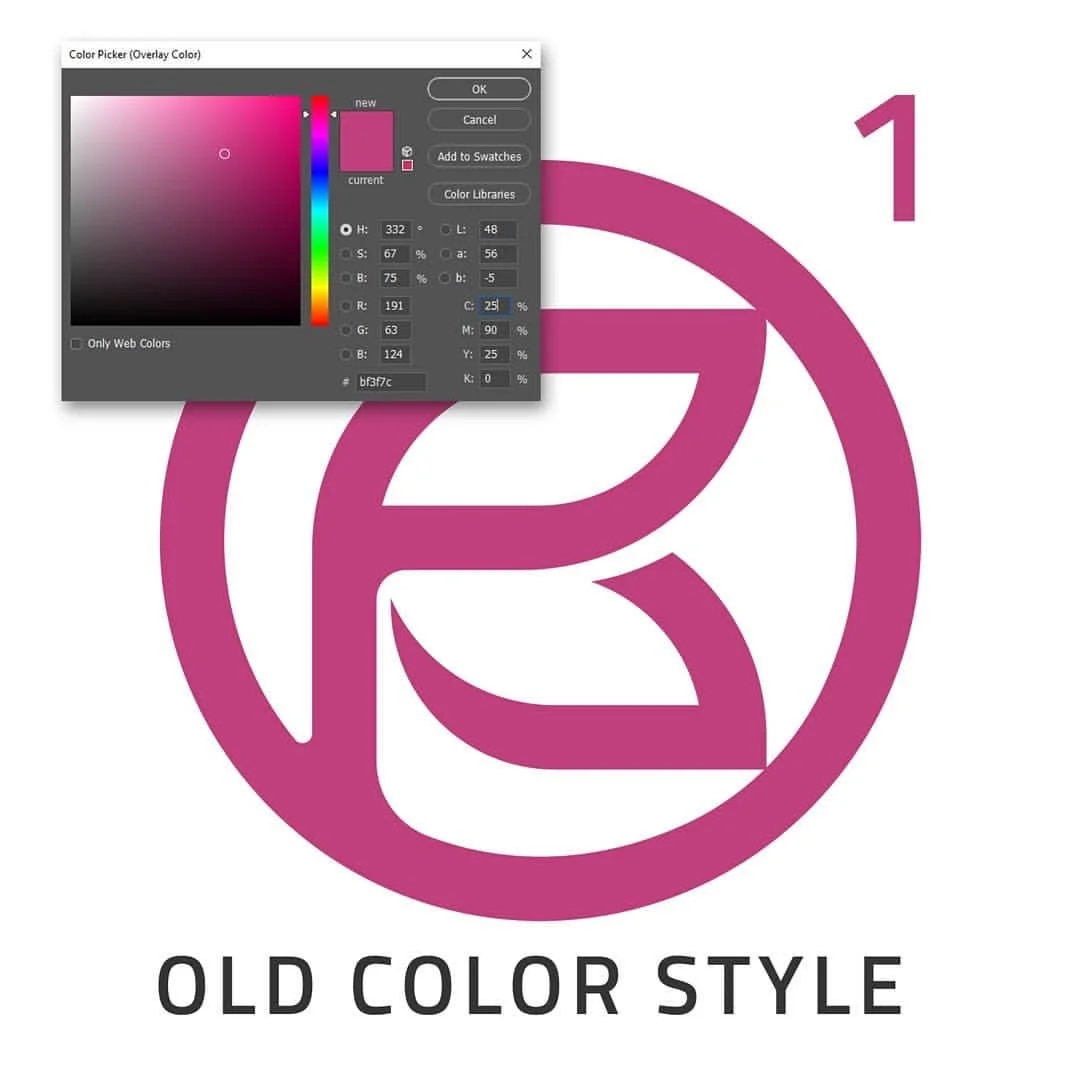 PayaBana Co logo in magenta with a color picker overlay and the text OLD COLOR STYLE
